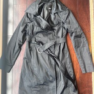 Moschino Black Trench Coat with D-Ring Belt